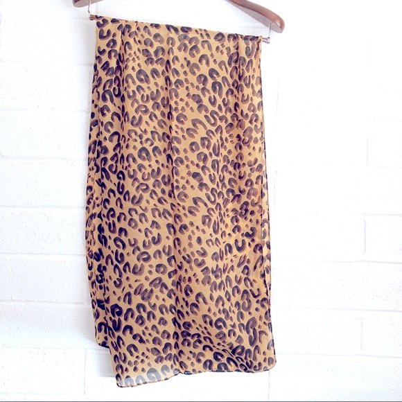 Accessories - Leopard Print Silky Skinny Scarf